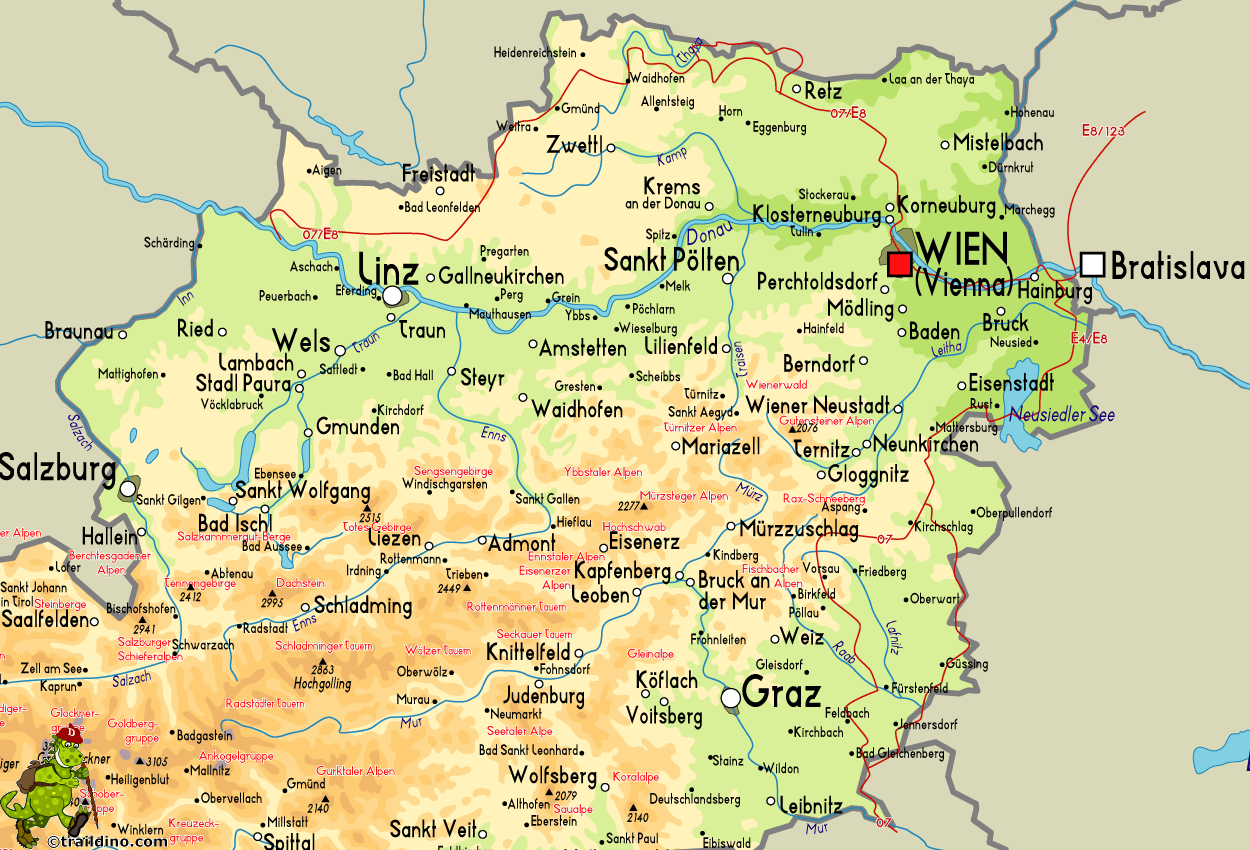 Map Ostösterreichischer Grenzlandweg, Weitwanderweg 07