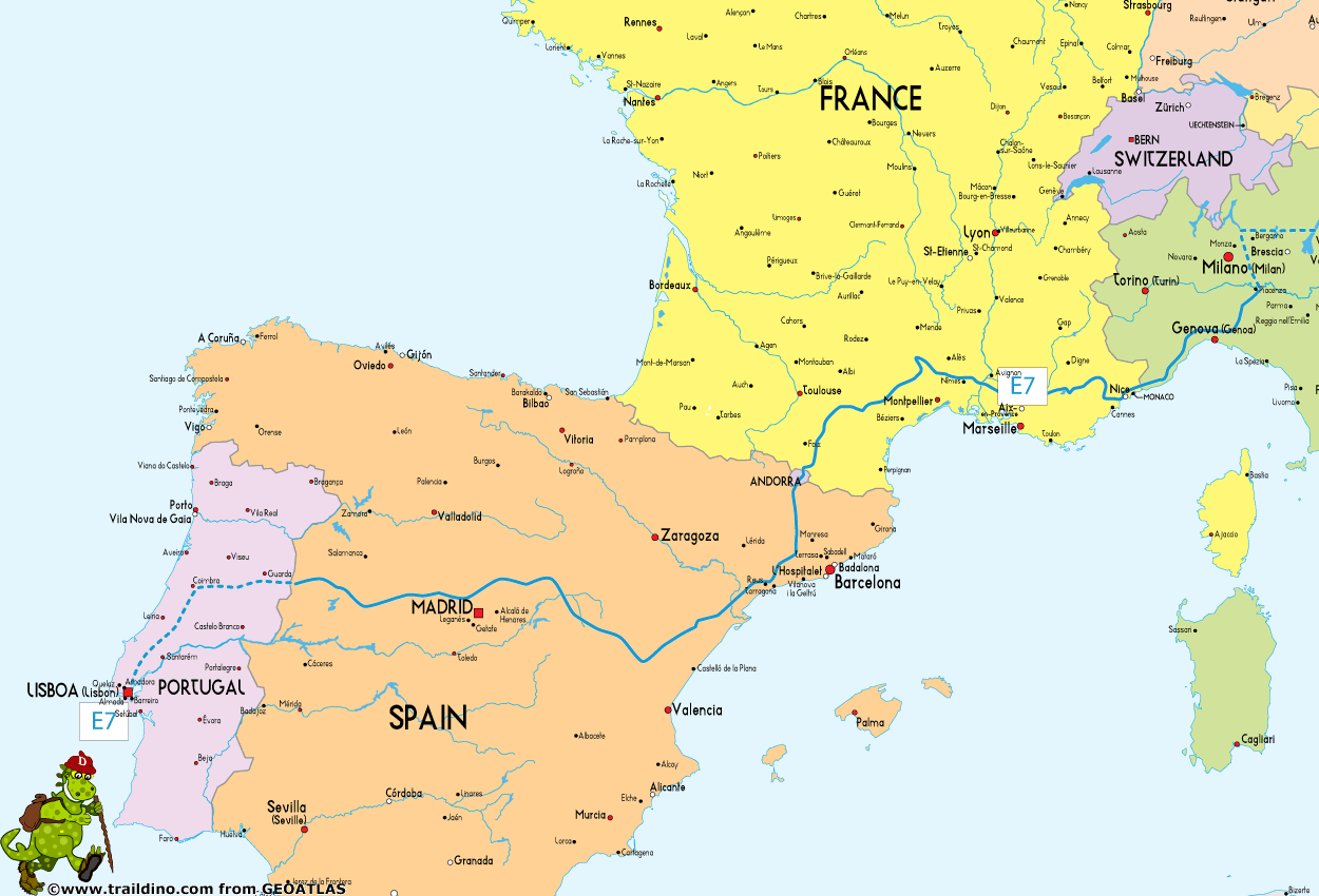 Map European Long Distance Trail E7