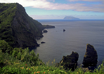 Flores, Azores, Corvo in the distance
