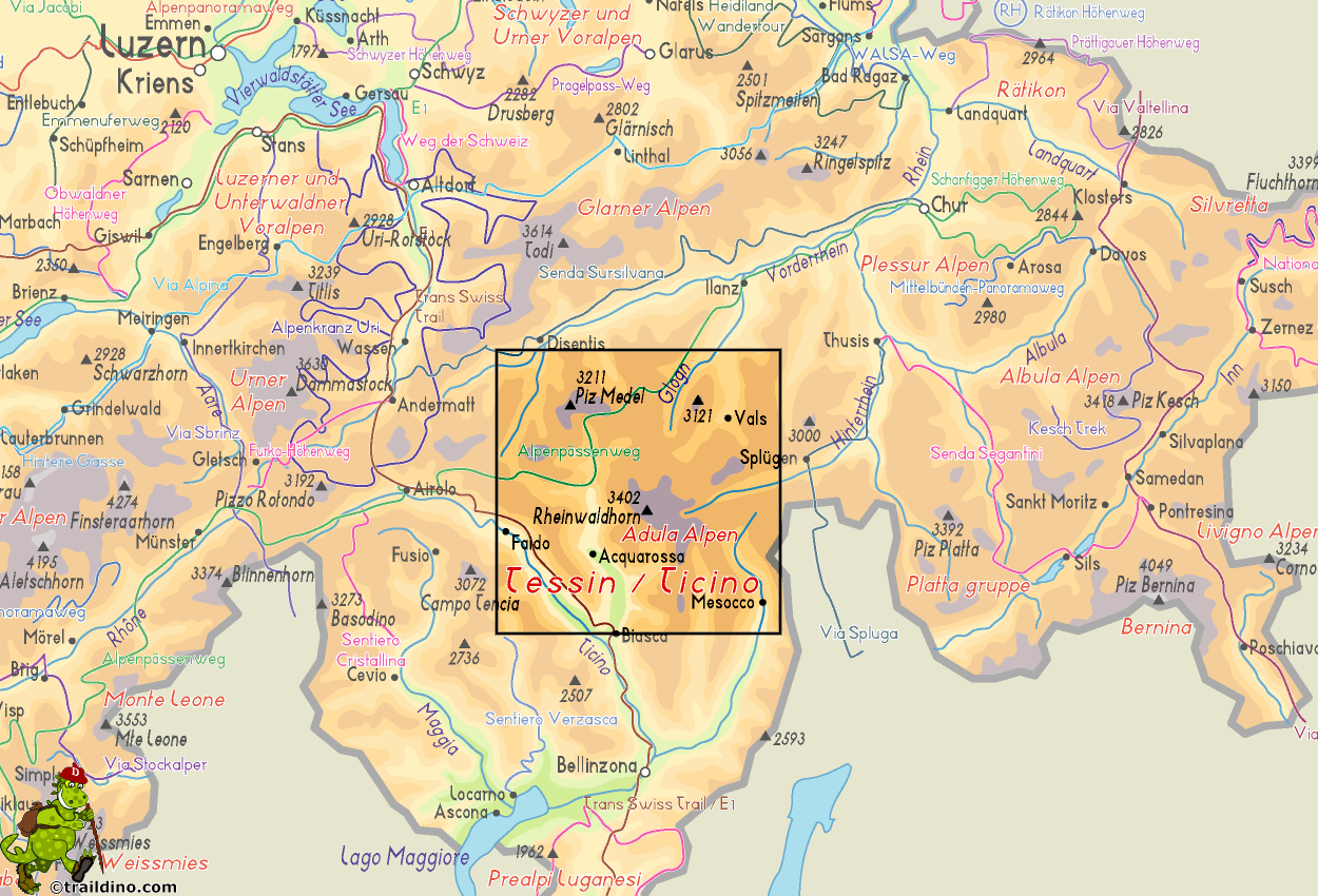 Map Adula Alpen