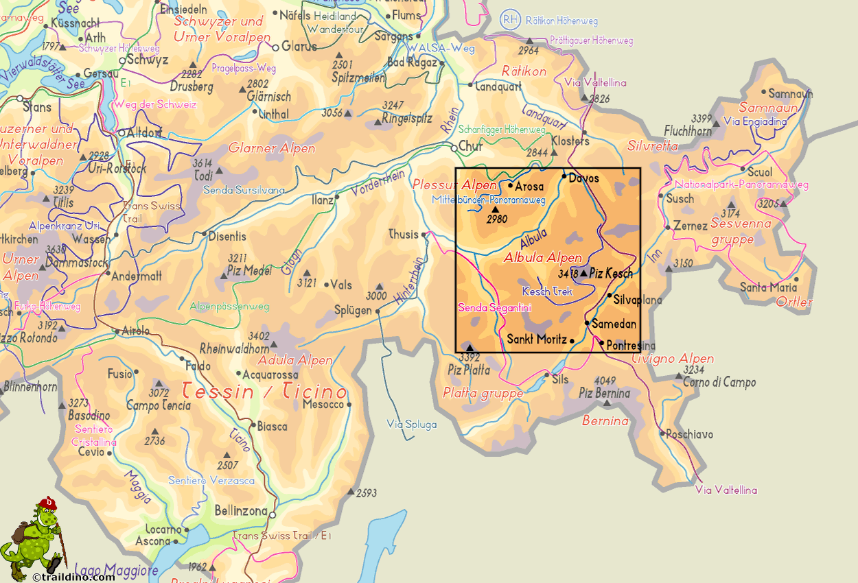 Map Albula Alpen