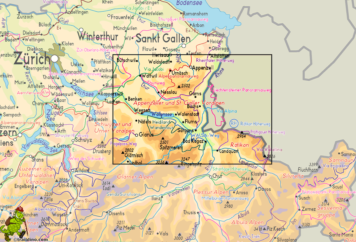 Map Appenzeller und St. Galler Voralpen