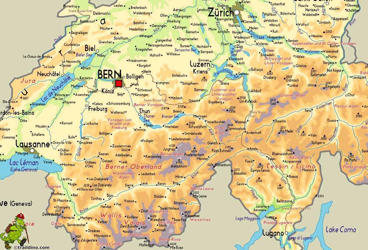 Map Trans Swiss Trail